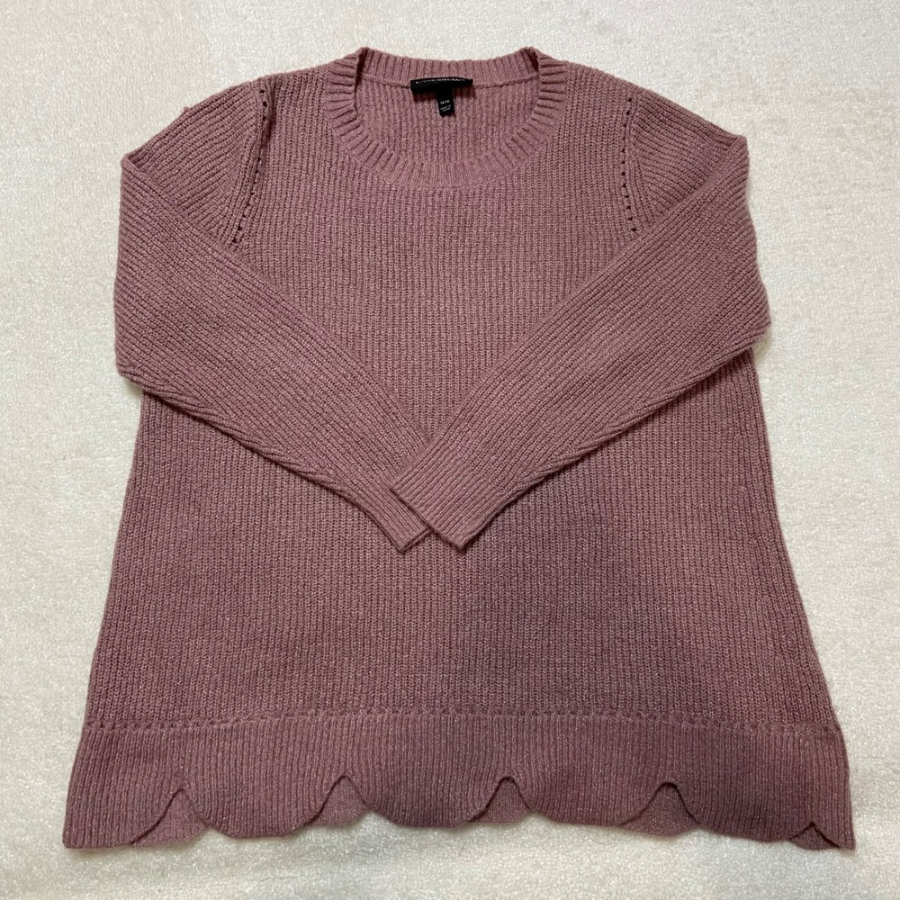 Lane Bryant Women Pink Scalloped Hem Crew Neck Sweater Size 14/16